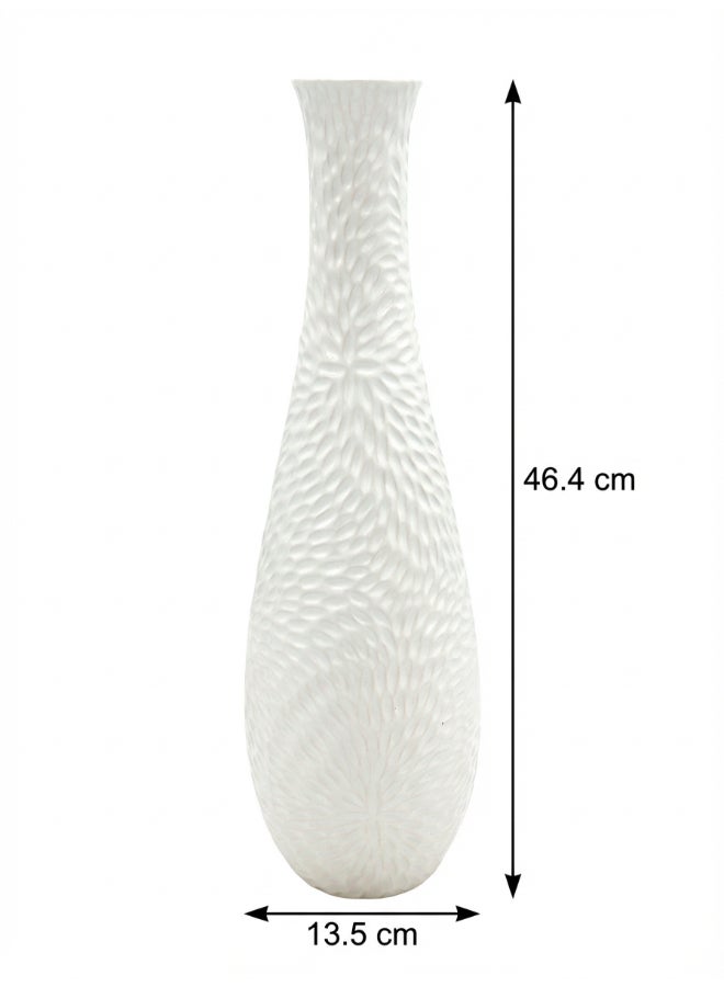 ايست من نون Ceramic Vase for Floral Decorative arrangement, Ht-46.4 cm | Shiny White Color | Flora Etch Design | Size -13.5x13.5x46.4 cm | Perfect for decorativing your living room, Ideal for decorating coffee table, dinning table, console table or any office or living space - Image 5